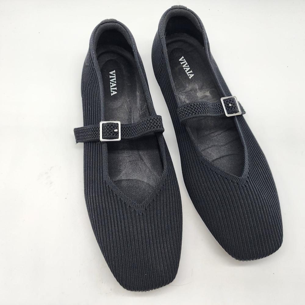 VIVAIA Margot Mary Jane Flats Women's 41 US 9.5 Black Knit Square Toe Buckle